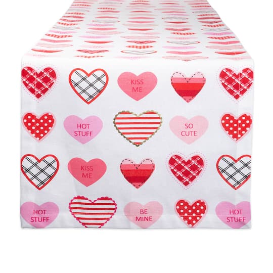 Design Imports Sweet Hearts Print Table Runner, One Size, Multiple Colors